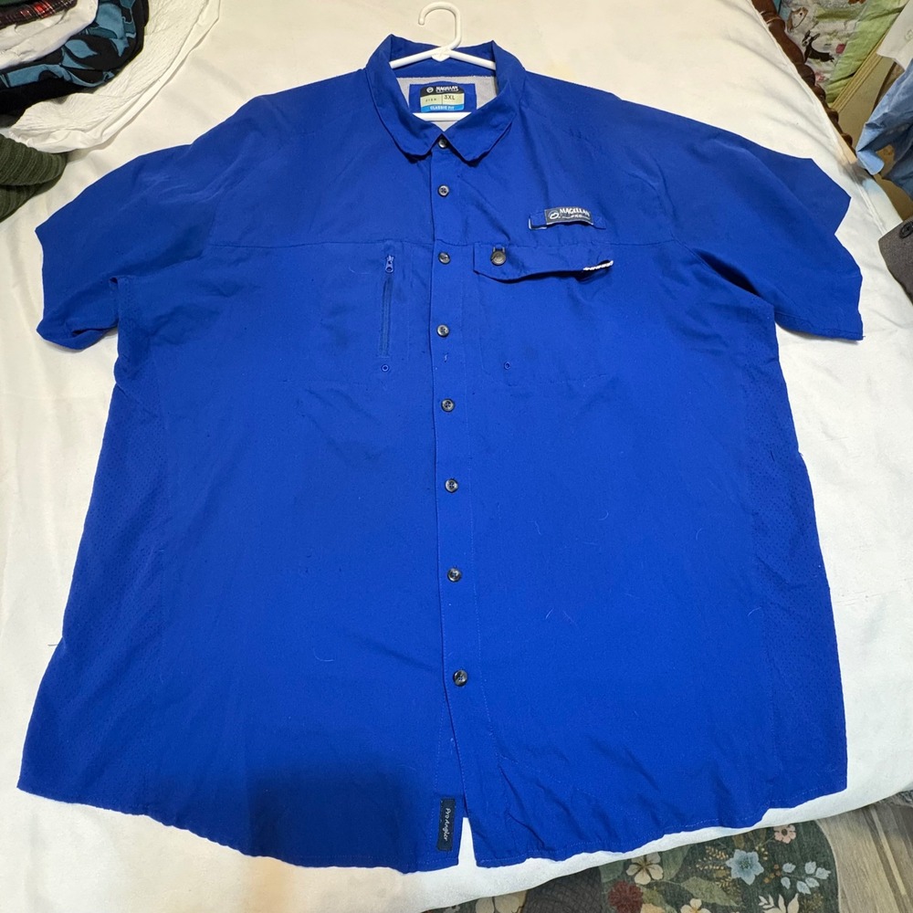 Magellan Outdoors Pro Fish Mens 3XL Royal Blue Short Sleeve Fishing Shirt